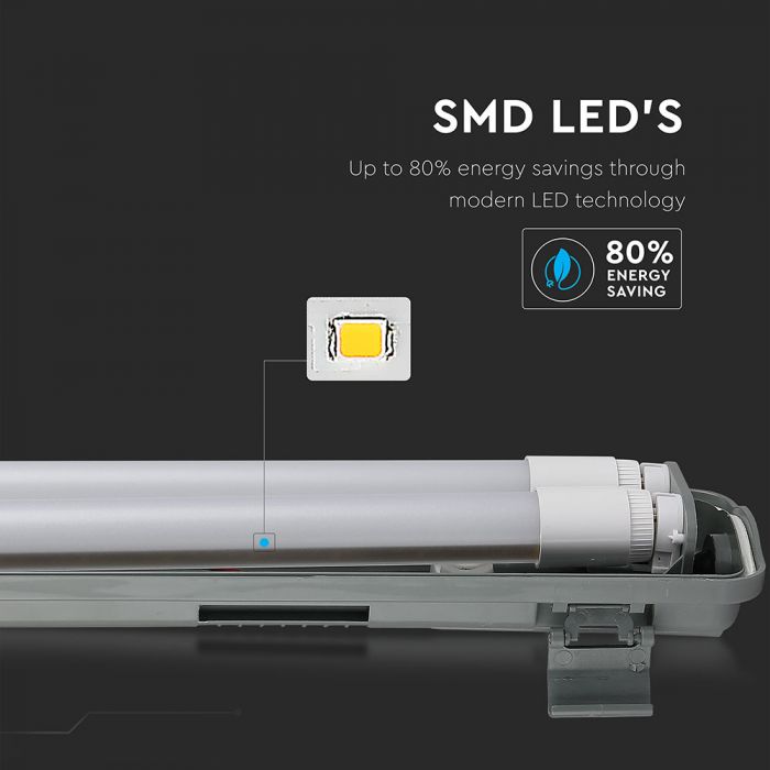 LED TUBE FITTING 2X18W TUBES (INCLUDED) CW 3400lm 4FT 120° IP65