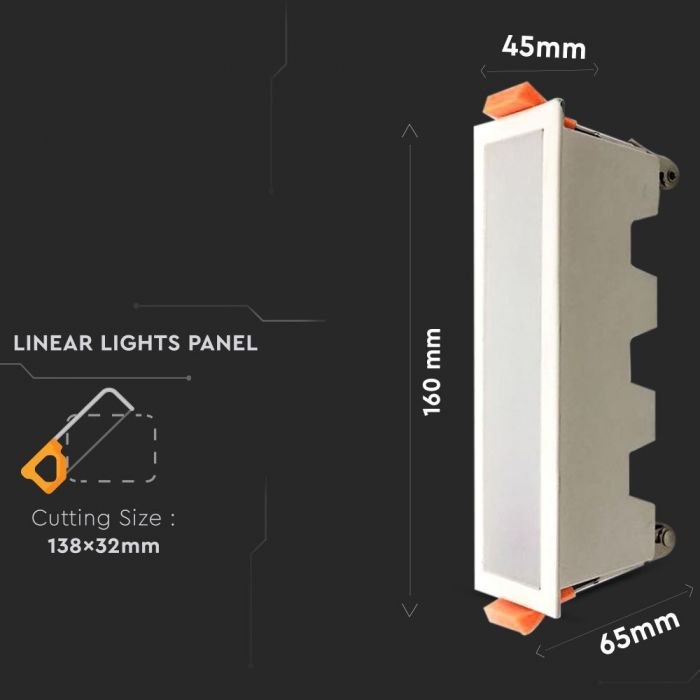 LED LINEAR LIGHT 10W DL 750lm 120° 160X45X65 (138X32) ALUMINIUM