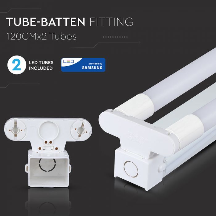LED TUBE FITTING 4FT TWIN + 2 X TUBE 18W DL 3400lm