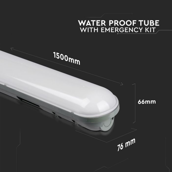 LED EMERGENCY TUBE  5FT 48W CW 3920lm 120° 1500X76X66 IP65