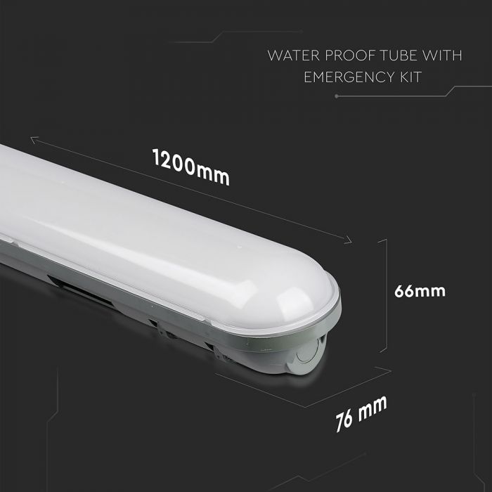 LED EMERGENCY TUBE  4FT 36W CW 2880lm 120° 1200X76X66 IP65
