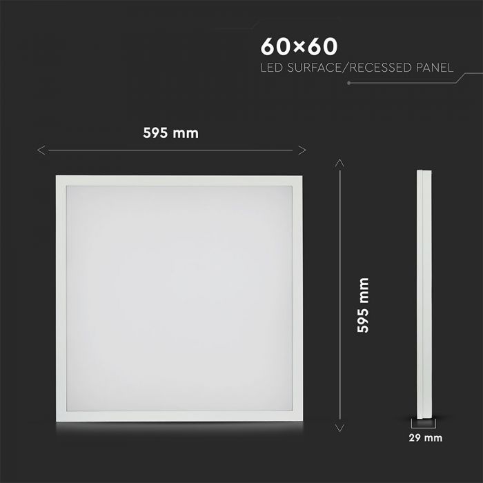 LED SURFACE PANEL 40W 3200lm CW 120° 595X595X29