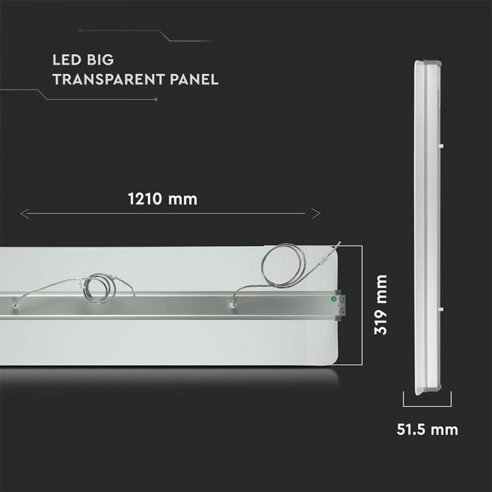 LED TRANSPARENT PANEL 40W DL 3200lm 140° 1200X300X5