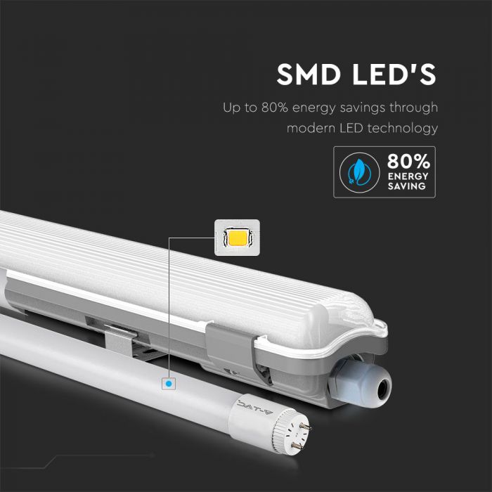 LED TUBE FITTING 1X22W TUBE (INCLUDED) DL 2000lm 5FT 120° IP65
