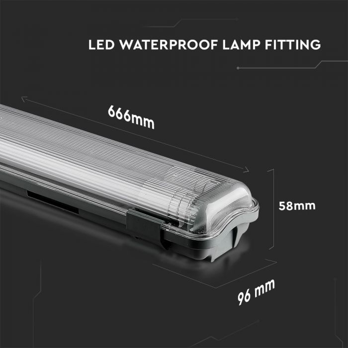 LED TUBE FITTING 2X9W TUBES (INCLUDED) CW 1700lm 2FT 120° IP65