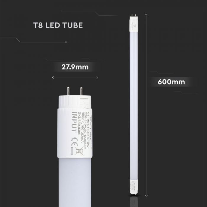 LED Tube SAMSUNG Chip 60cm 18W G13 Nano Plastic 6400K