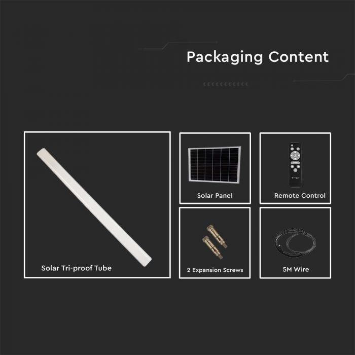LED SOLAR TRI-PROOF TUBE WITH SENSOR 18W CCT 3in1 1000lm 120° IP65