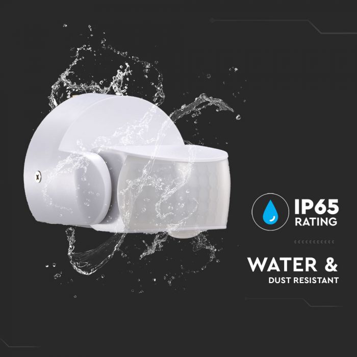 LED INFRARED MOTION SENSOR WALL 180° 12m IP65 Max. 600W WHITE