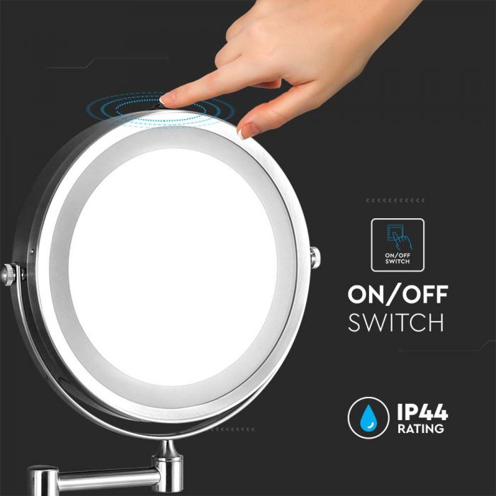 LED MIRROR LIGHT WALL MOUNTED NICKEL 3W WITH 4*AAA BATTERY CW 30lm IP44
