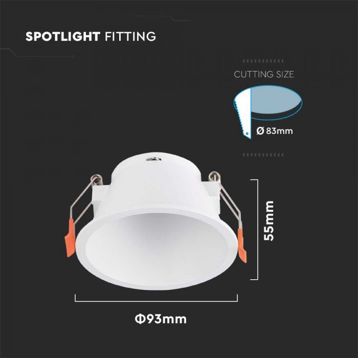 LED BRACKET GU10 ROUND WHITE PC 93X55 (85)