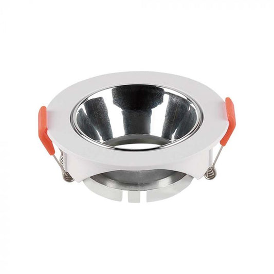 LED BRACKET GU10 ROUND WHITE + CHROME REFLECTOR PC 85X40 (72)