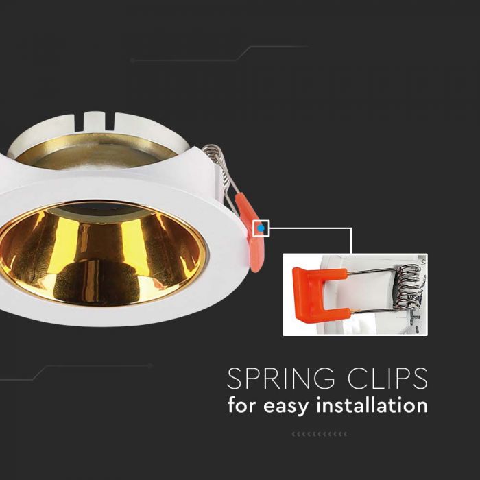 LED BRACKET GU10 ROUND WHITE + GOLD REFLECTOR PC 85X40 (72)