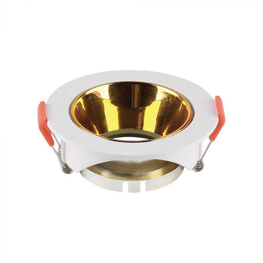 LED BRACKET GU10 ROUND WHITE + GOLD REFLECTOR PC 85X40 (72)
