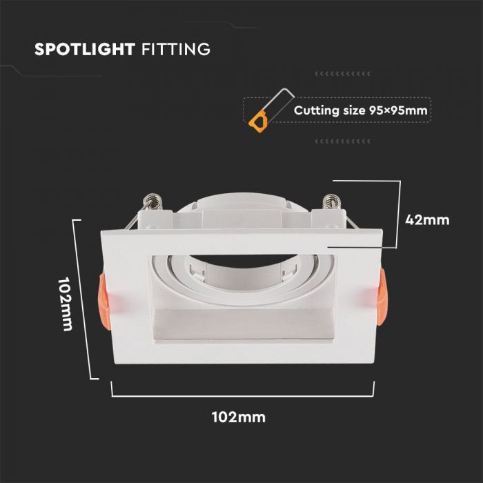 LED BRACKET GU10 SQUARE WHITE PC 102X102X42 (95X95) MOV