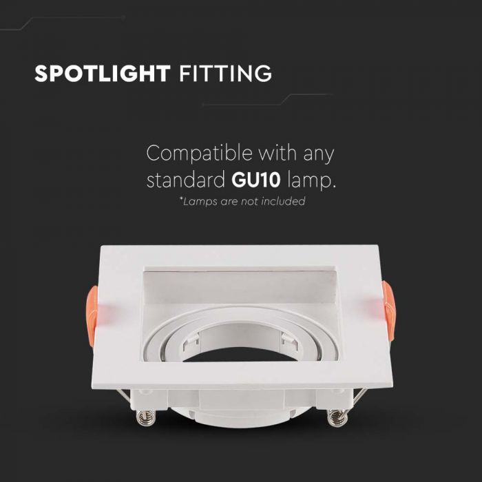 LED BRACKET GU10 SQUARE WHITE PC 102X102X42 (95X95) MOV