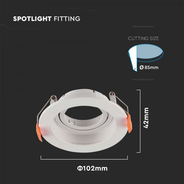 LED BRACKET GU10 ROUND WHITE PC 102X42 (85) MOV