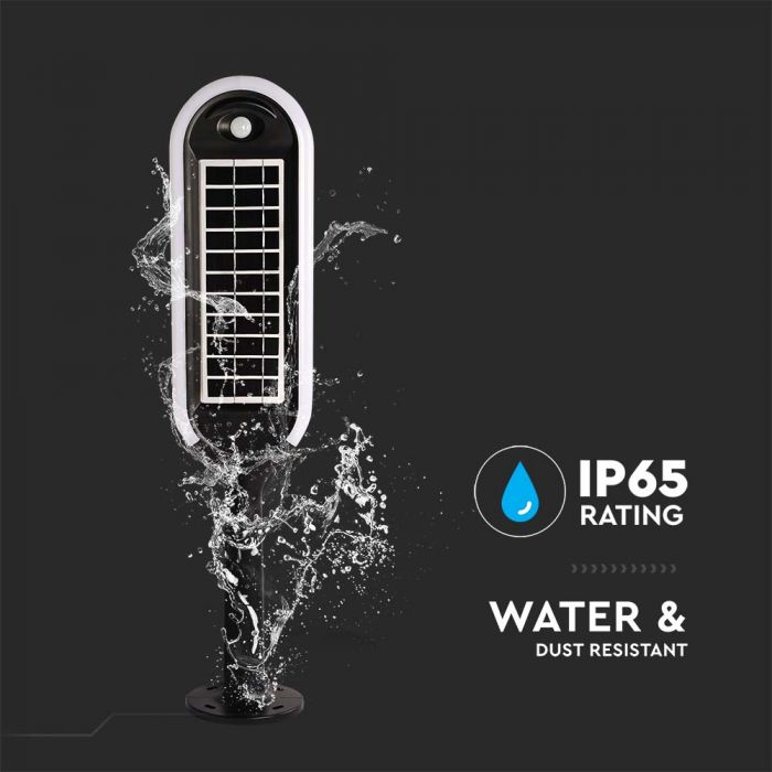 LED SOLAR BOLLARD LIGHT WHITE+BLACK 5W WW 400lm 360° 706X155 IP65