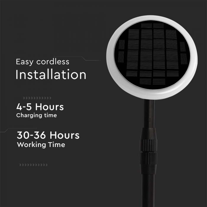 LED SOLAR GARDEN LIGHT WHITE+BLACK 3W DL 260lm 360° 148X800 IP65 (2PCS)