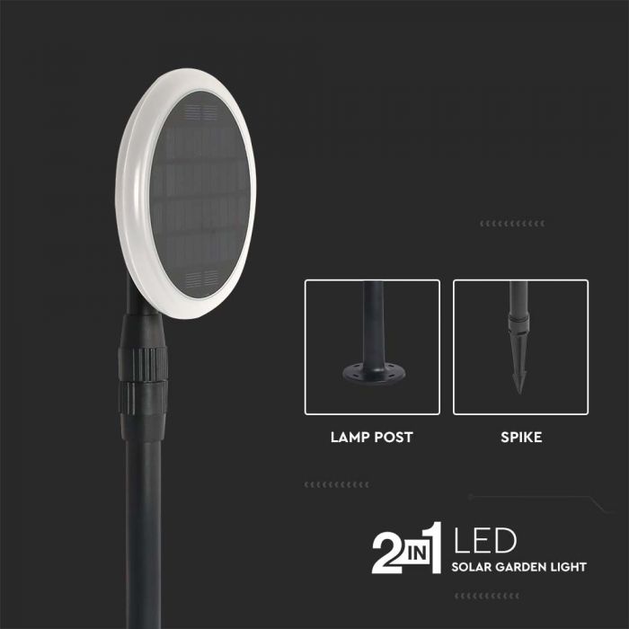 LED SOLAR GARDEN LIGHT WHITE+BLACK 3W DL 260lm 360° 148X800 IP65 (2PCS)