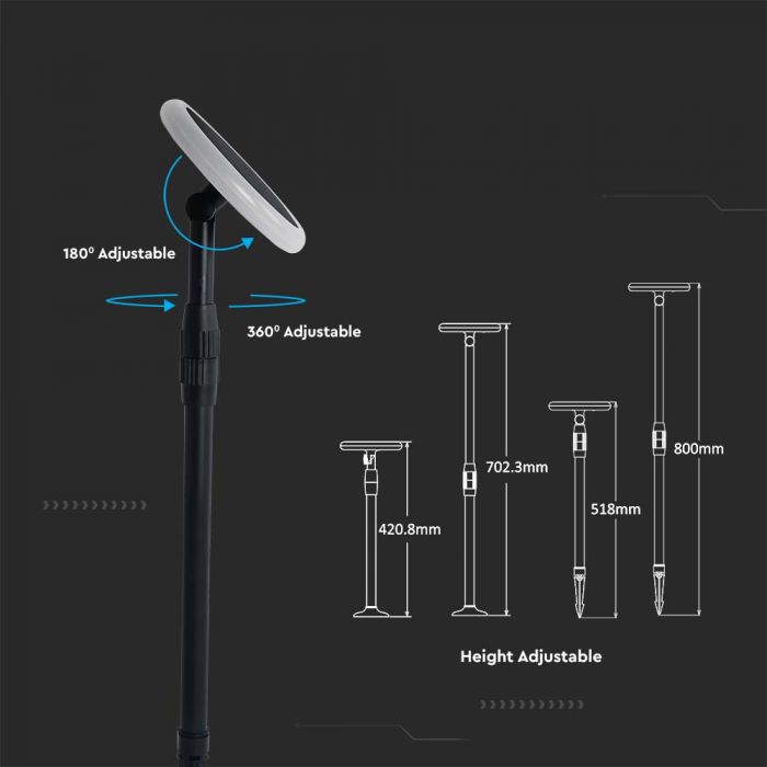 LED SOLAR GARDEN LIGHT WHITE+BLACK 3W DL 260lm 360° 148X800 IP65 (2PCS)