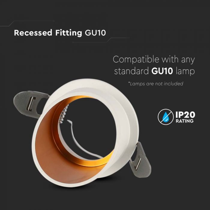LED GU10 FITTING ROUND WHITE 68x72mm (61mm)