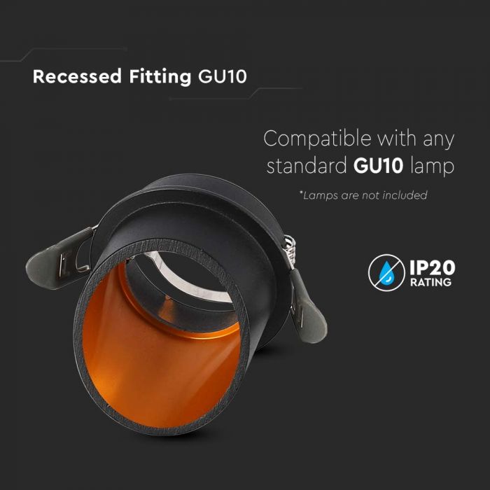 LED GU10 FITTING ROUND BLACK 68x72mm (61mm)