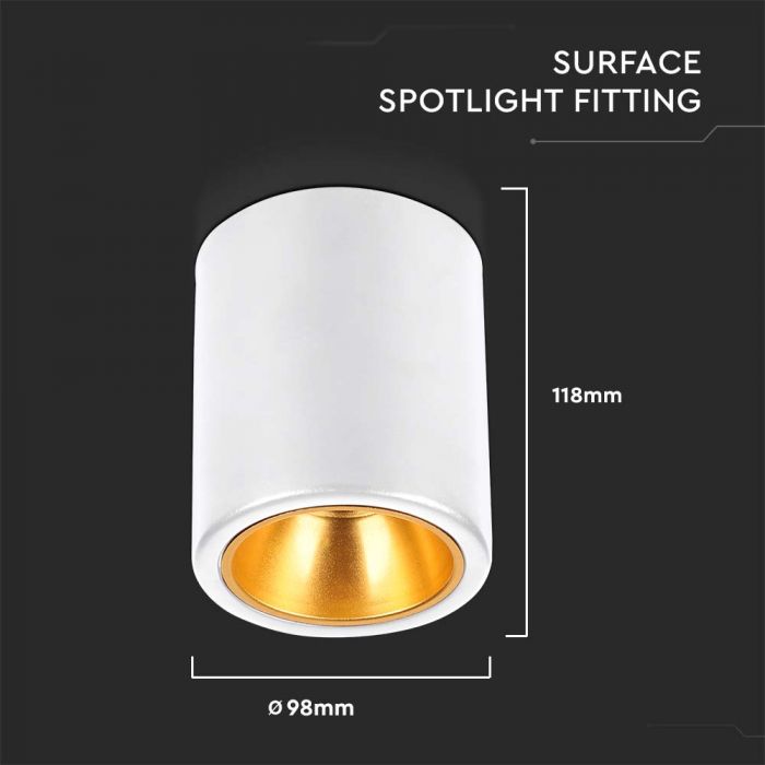 LED SURFACE MOUNTED GU10 FITTING ROUND WHITE 98x118mm