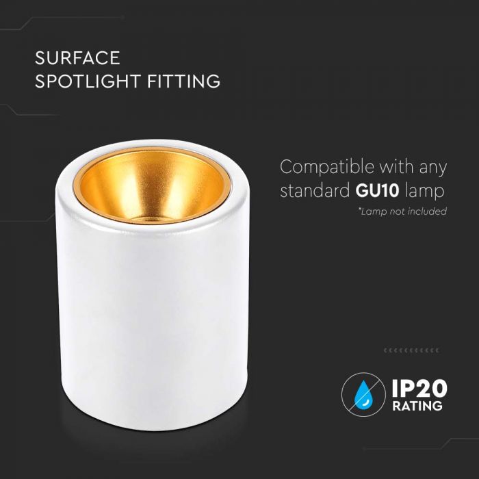 LED SURFACE MOUNTED GU10 FITTING ROUND WHITE 98x118mm