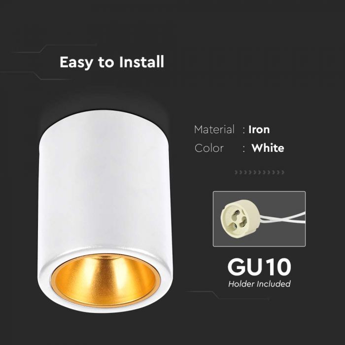 LED SURFACE MOUNTED GU10 FITTING ROUND WHITE 98x118mm