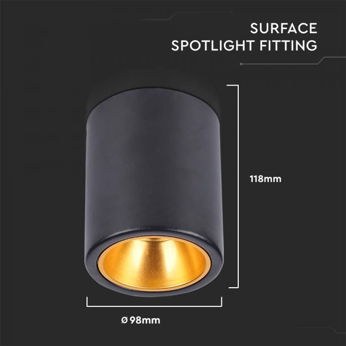 LED SURFACE MOUNTED GU10 FITTING ROUND BLACK 98x118mm