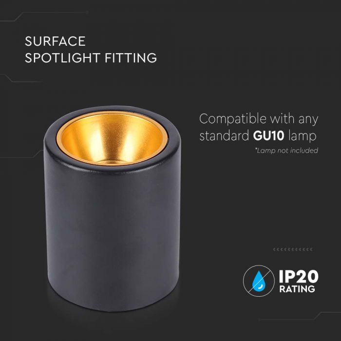 LED SURFACE MOUNTED GU10 FITTING ROUND BLACK 98x118mm