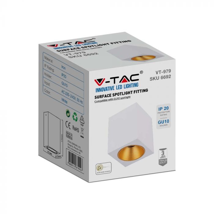 LED SURFACE MOUNTED GU10 FITTING SQUARE WHITE 100x100x120mm