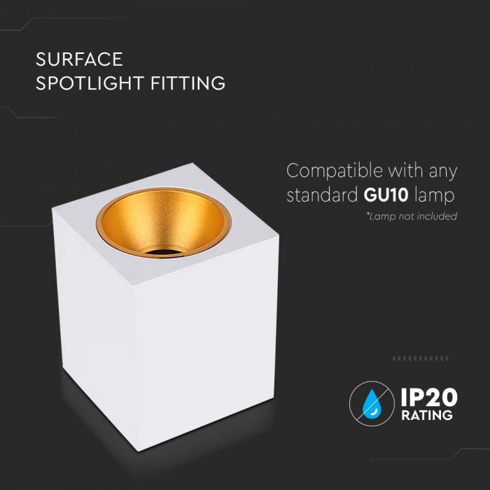 LED SURFACE MOUNTED GU10 FITTING SQUARE WHITE 100x100x120mm