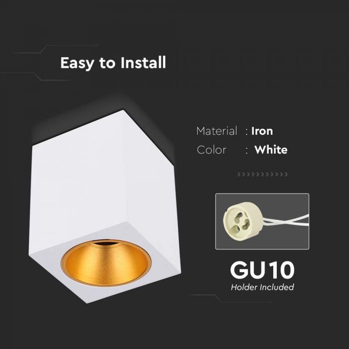 LED SURFACE MOUNTED GU10 FITTING SQUARE WHITE 100x100x120mm