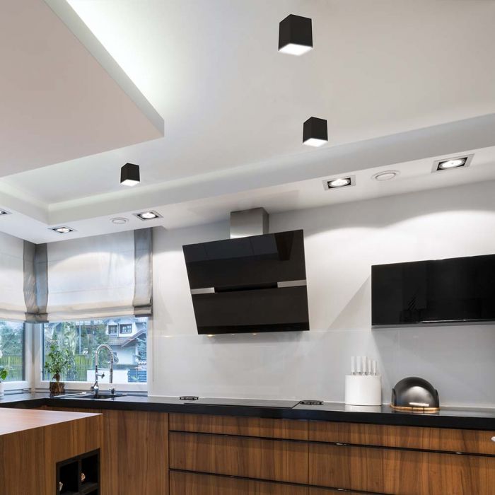 LED SURFACE MOUNTED GU10 FITTING SQUARE BLACK 100x100x120mm