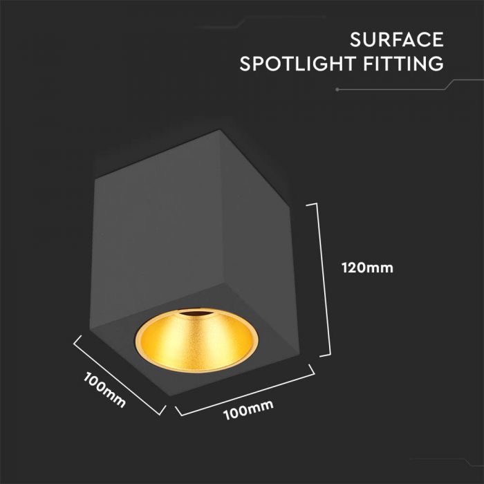 LED SURFACE MOUNTED GU10 FITTING SQUARE BLACK 100x100x120mm