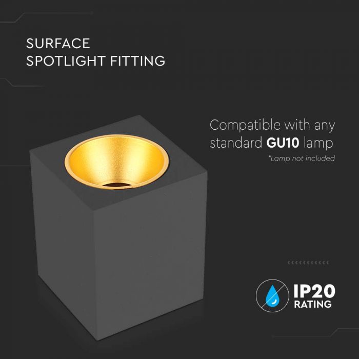 LED SURFACE MOUNTED GU10 FITTING SQUARE BLACK 100x100x120mm