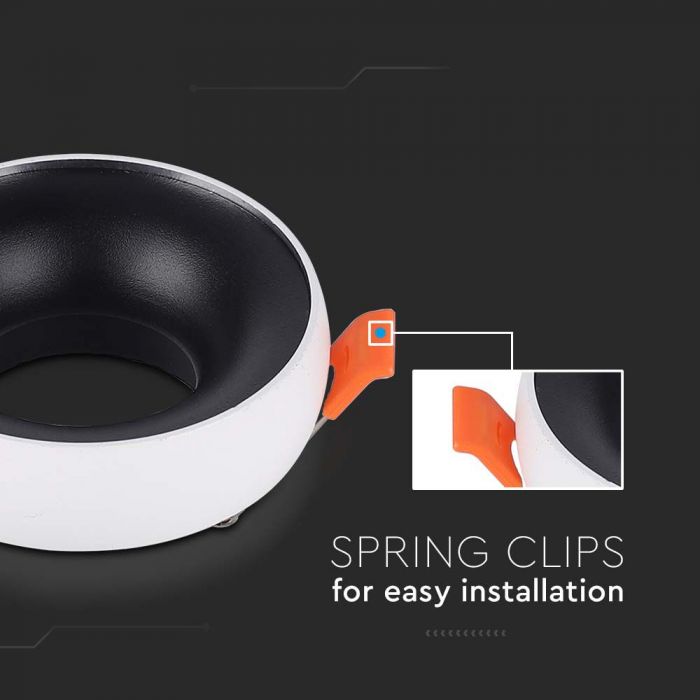 LED GU10 FITTING ROUND WHITE FRAME+BLACK REFLECTOR 92x53mm (60mm)