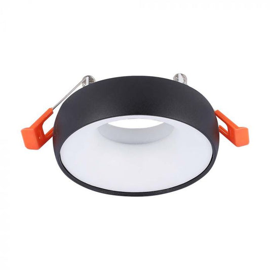 LED GU10 FITTING ROUND BLACK FRAME+WHITE REFLECTOR 92x53mm (60mm)