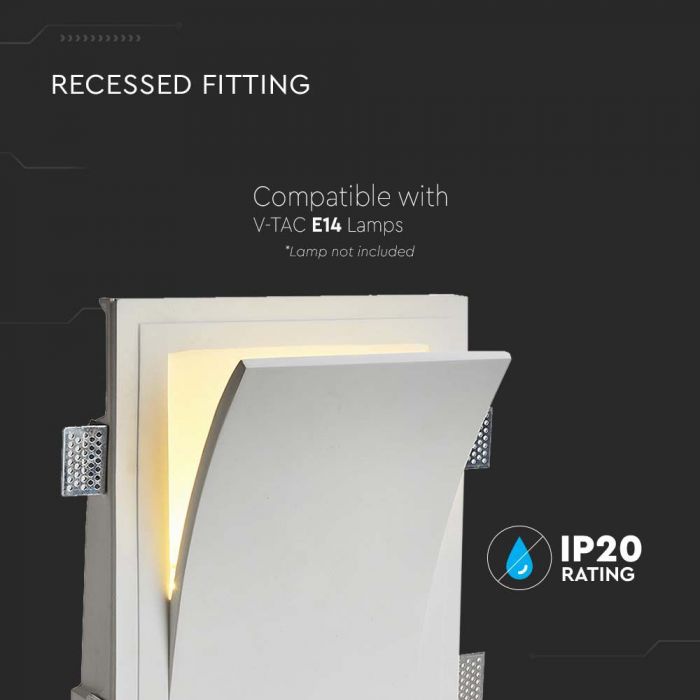 LED WALL FITTING E14 SQUARE WHITE GYPSUM 255x315x180 (260x320)