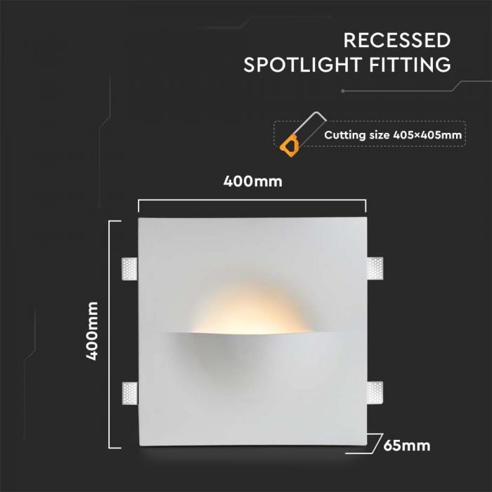 LED WALL FITTING G9 SQUARE WHITE GYPSUM 400x400x65 (405x405)
