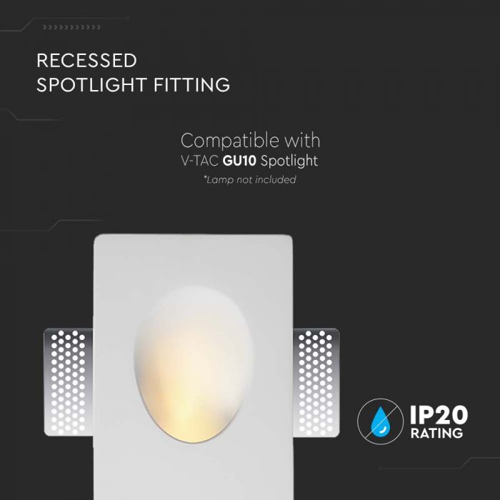 LED WALL FITTING GU10 ROUND WHITE GYPSUM 120x180x70 (185x125)