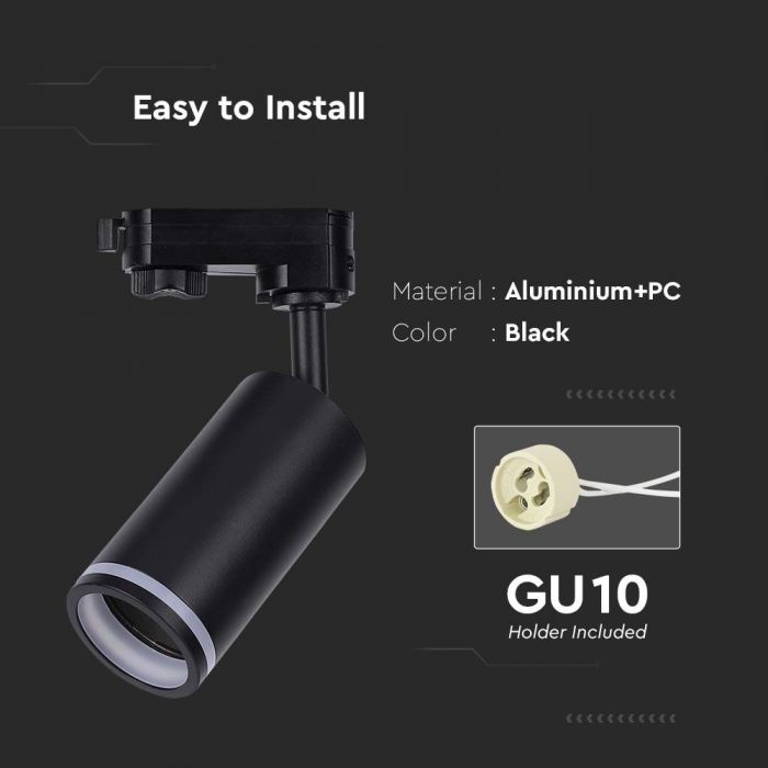 LED TRACK FITTING 1XGU10 BLACK
