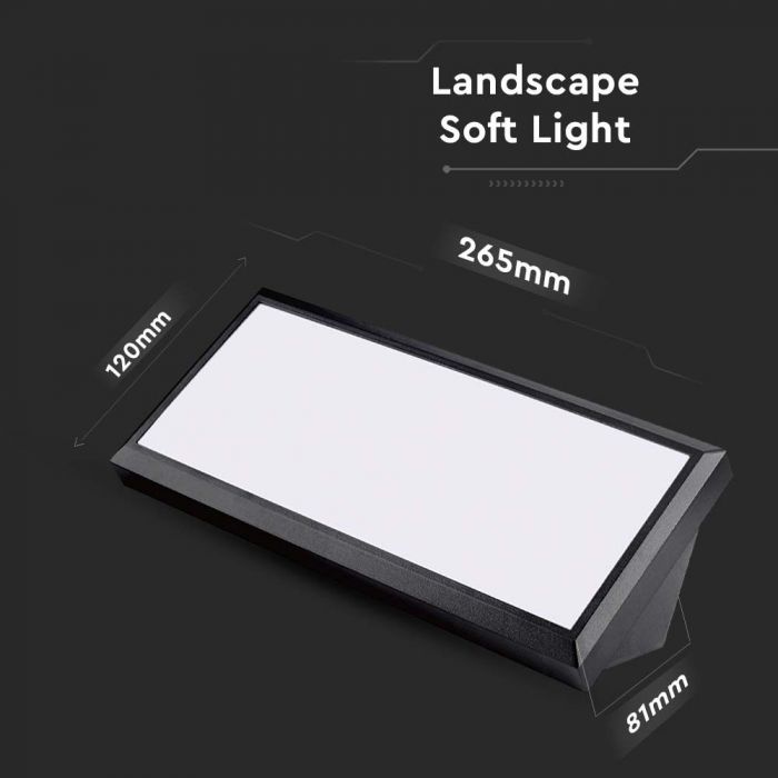 LED OUTDOOR WALL LIGHT BLACK 12W DLCW250lm110° 265x81x120mm IP65