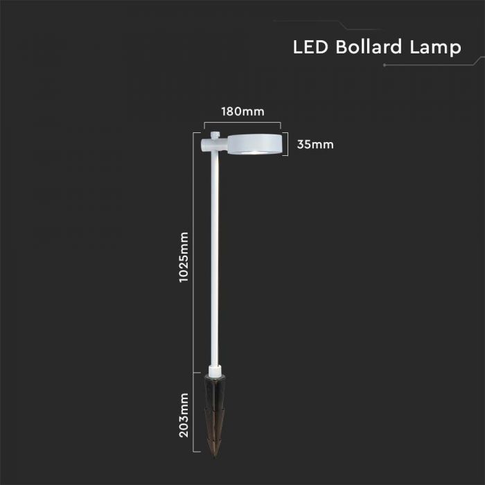 LED BOLLARD LAMP STAINLESS STEEL 6W DL 620lm120x180x1025mm IP65 WHITE
