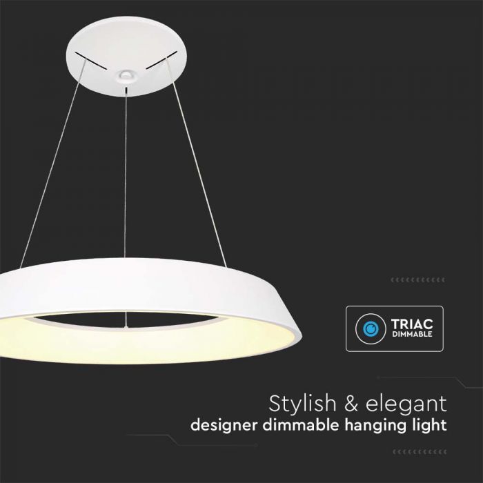 LED DESIGNER HANGING LIGHT 48W WW 5000lm TRIAC DIMMABLE  485x1030mm WHITE