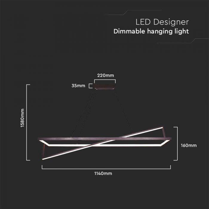 LED DESIGNER HANGING LIGHT 48W WW  TRIAC DIMMABLE BLACK