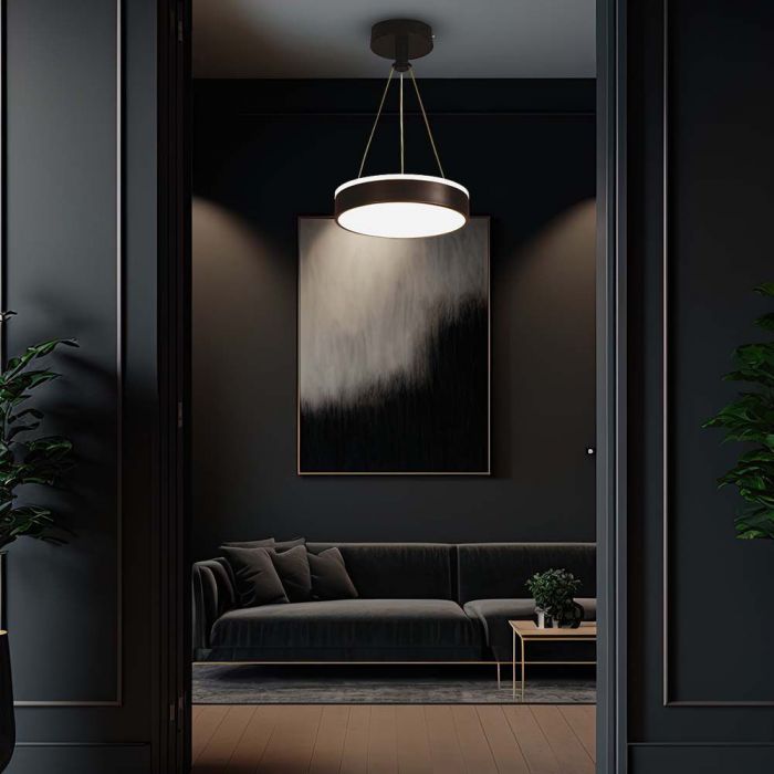 LED DESIGNER HANGING LIGHT 12W DL 1280lm 240x50mm BLACK