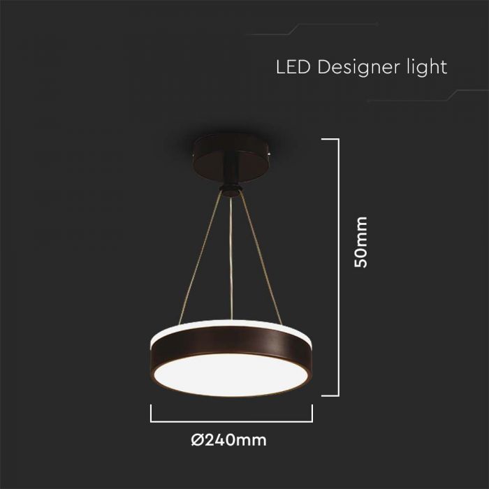 LED DESIGNER HANGING LIGHT 12W DL 1280lm 240x50mm BLACK