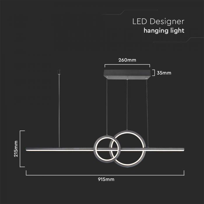 LED DESIGNER HANGING LIGHT 17W 1500 lm DL 915x215mm BLACK